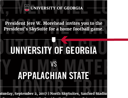 Example of how to use the shield as a graphic element to separate text in a design.