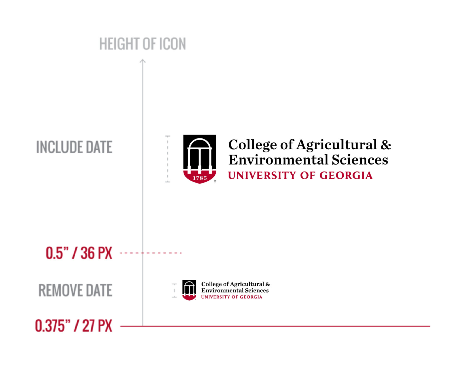 Measurement guide for date removal from the logo