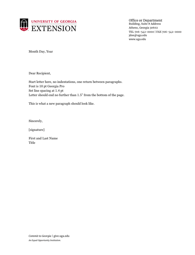 Extension letterhead example